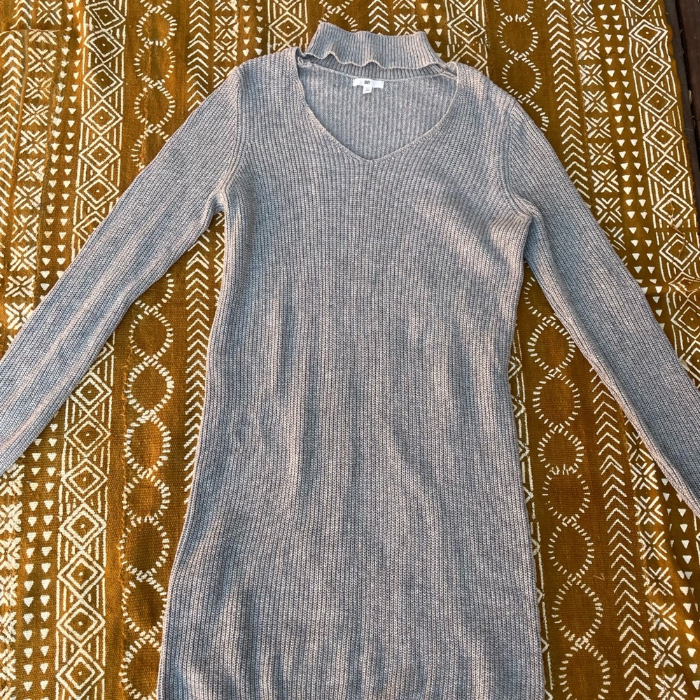 BP. Gray Ribbed Knit Sweater